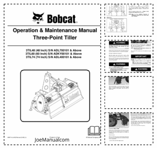 Bobcat 3TIL48 3TIL60 3TIL74 Three-Point Tiller Operation and Maintenance Manual