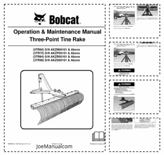 Bobcat 3TR60 3TR72 3TR84 3TR96 Three-Point Tine Rake Operation and Maintenance Manual