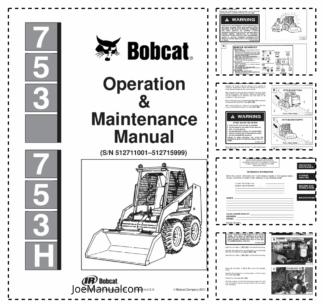 Bobcat 753 753H Skid Steer Loader Operators Manual 5127