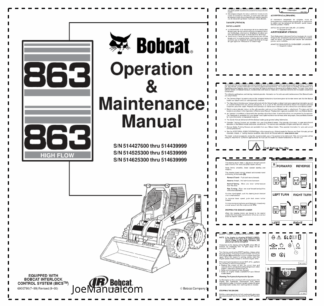 Bobcat 863 863H Skid Steer Loader Operators Manual 5144 5145 5146 2000
