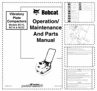 Bobcat BC15 BC19 BC22 Vibratory Plate Compact Operation and Maintenance Manual