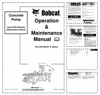 Bobcat Concrete Pump Attachment Operators Manual 233100101