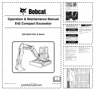 Bobcat E42 Compact Excavator Operators Manual AG3411001 2011