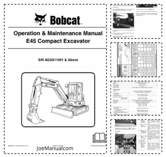 Bobcat E45 Compact Excavator Operation and Maintenance Manual AG3G11001