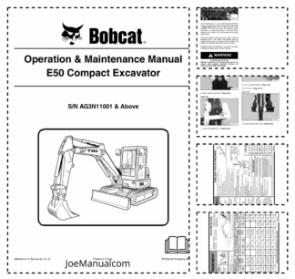 Bobcat E50 Compact Excavator Operation and Maintenance Manual AG3N11001 2011