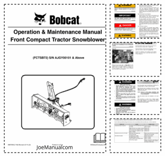 Bobcat Front Compact Tractor Snowblower Attachment Operation and Maintenance Manual AJGY