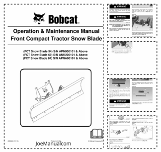 Bobcat Front Snow Blade Attachment Operation and Maintenance Manual APN9 ANK2 APNA