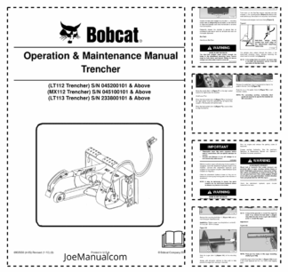 Bobcat LT112 MX112 LT113 Trencher Operation and Maintenance Manual