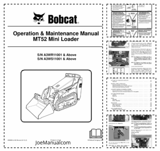 Bobcat MT52 Mini Track Loader Operation and Maintenance Manual A3WR A3WS