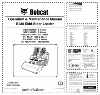 Bobcat S130 Skid Steer Loader Operation Manual 5292 5296 A1Z7 A84W A8NW A8KA