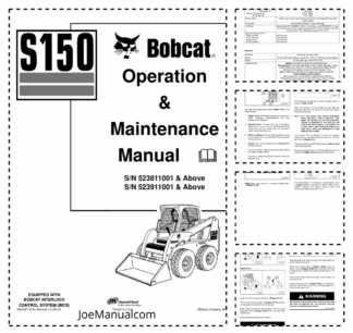 Bobcat S150 Skid Steer Loader Operation and Maintenance Manual 5238 5239