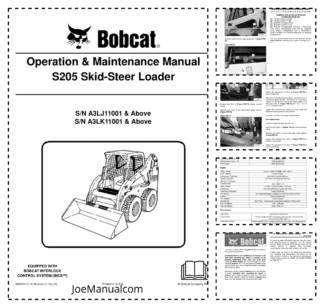 Bobcat S205 Skid Steer Loader Operation and Maintenance Manual A3LJ A3LK
