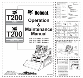 Bobcat T200 Turbo High Flow Compact Track Loader Operation and Maintenance Manual 5189 5168 5175