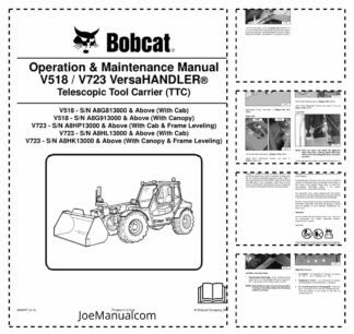Bobcat V518 V723 Telescopic Tool Carrier Operation and Maintenance Manual 2010