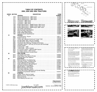 CASE 2094 2294 3294 Tractors Service Manual