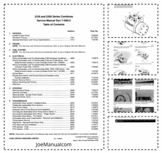 CASE 2100 2300 Series Combines Service Manual