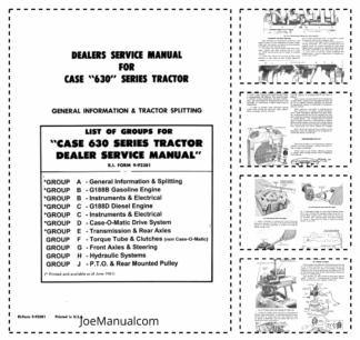CASE 630 Series Tractor Service Manual
