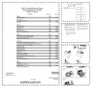 CASE 7200 Pro 8900 Series Tractor Service Manual