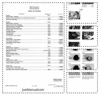CASE 9030 Excavator Service Manual