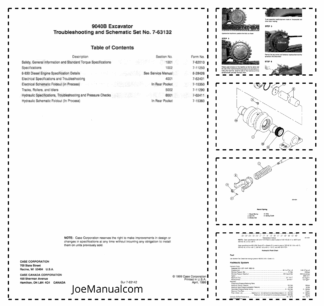 CASE 9040B Excavator Troubleshooting and Schematic Set