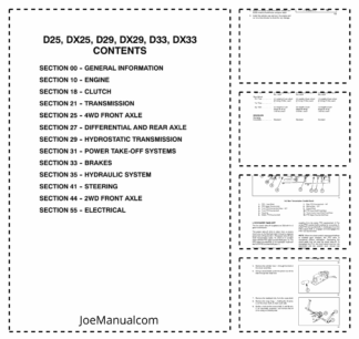 CASE D25 DX25 D29 DX29 D33 DX33 Tractors Service Manual