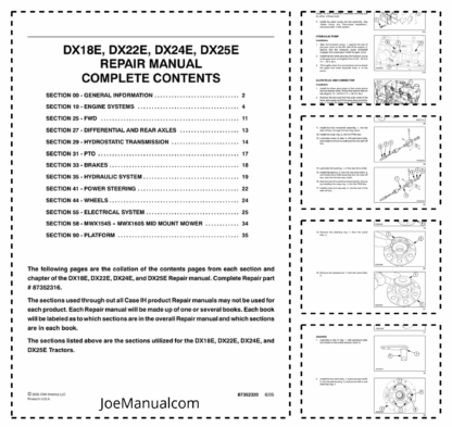 CASE DX18E DX22E DX24E DX25E Tractors Repair Manual - JoeManual.com