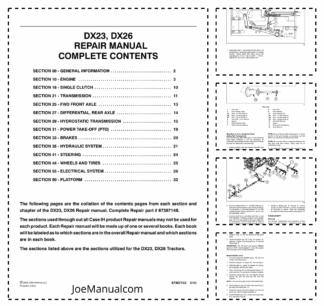 CASE DX23 DX26 Tractors Repair Manual