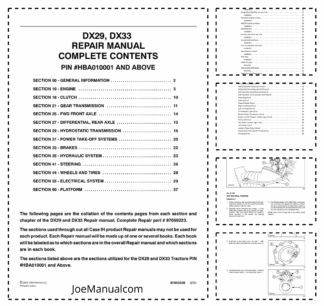 CASE DX29 DX33 Tractors Repair Manual