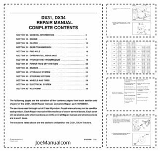 CASE DX31 DX34 Tractors Repair Manual