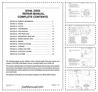 CASE DX48 DX55 Tractors Repair Manual