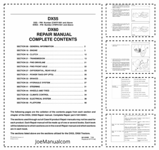 CASE DX55 DX60 Tractors Repair Manual