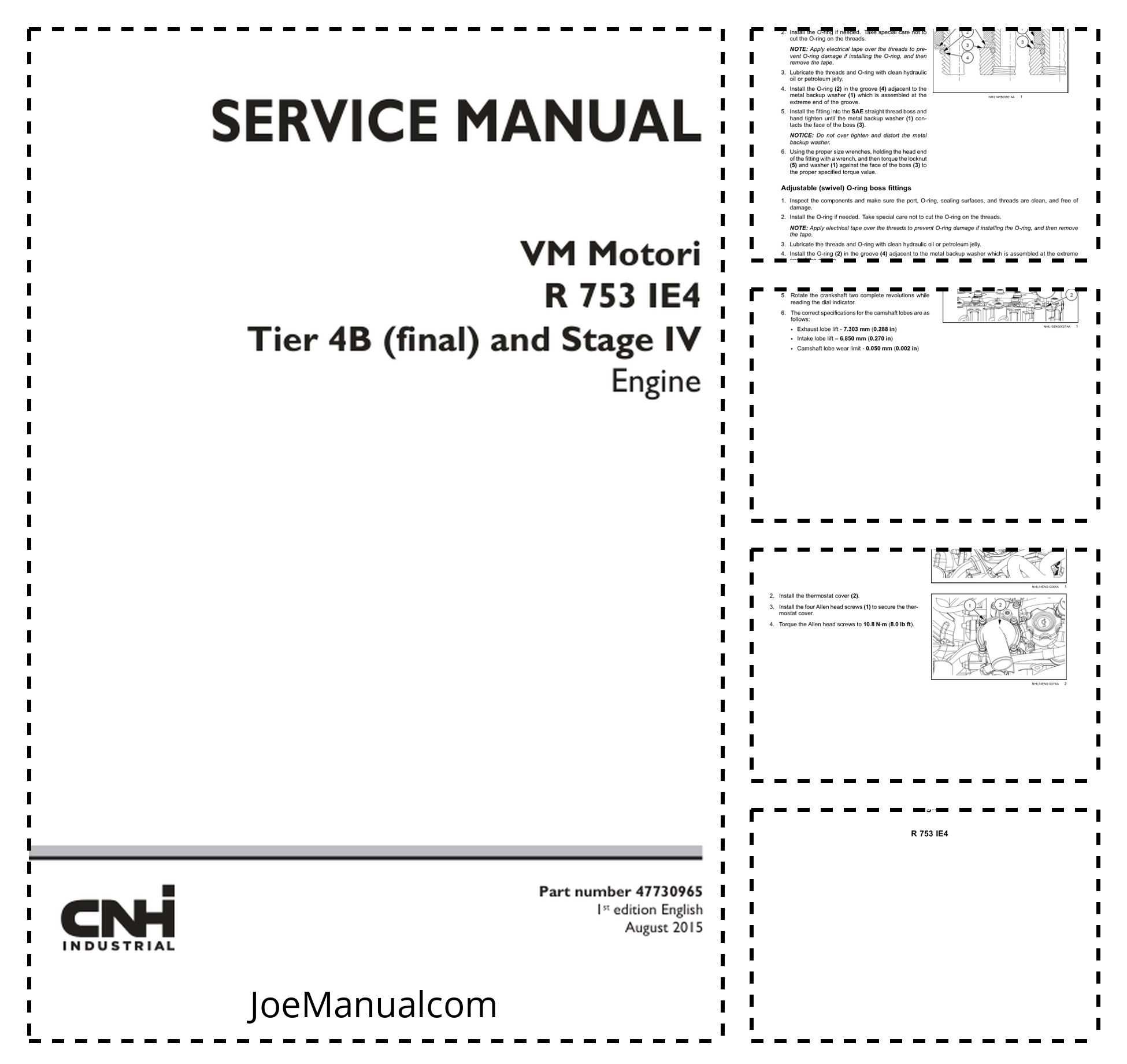 CASE IH VM Motori R 753 IE4 Tier 4B Final Stage IV Engine Service Manual