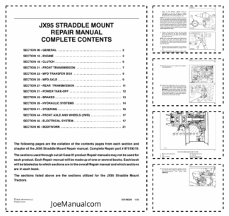 CASE JX95 Straddle Mount Tractors Repair Manual