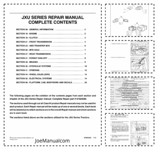 CASE JXU Series Tractors Repair Manual