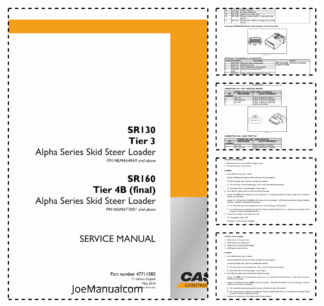 CASE SR130 Tier 3 SR160 Tier 4B Skid Steer Loader Service Manual