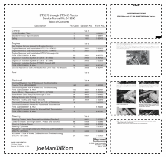 CASE STX275 STX450 Tractors Service Manual