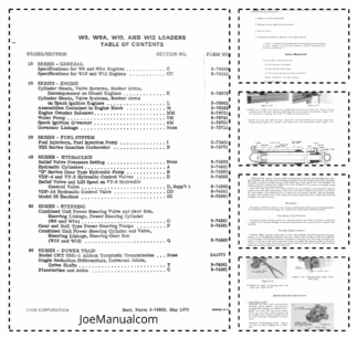 CASE W9 W9A W10 W12 Loaders Service Manual
