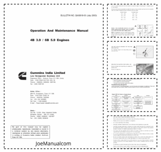 Cummins 4B3.9 6B5.9 Engines Operation and Maintenance Manual 9806/4050
