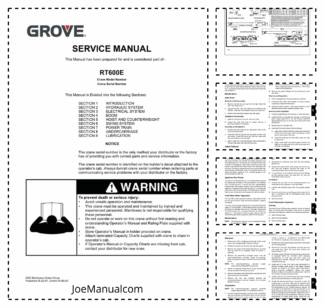 Grove Manitowoc RT600E Crane Service Manual