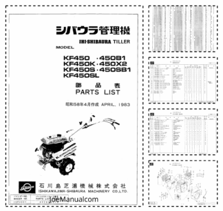 IHI-Shibaura KF450 Series Tiller Parts List Catalog