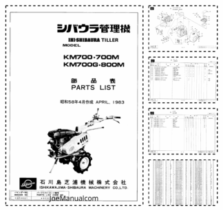 IHI-Shibaura KM700 Series Tiller Parts List Catalog
