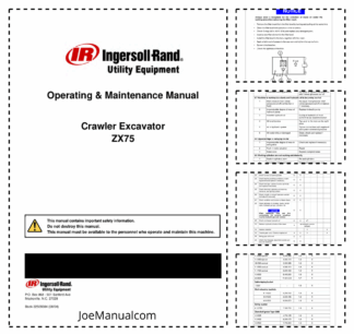 Ingersoll-Rand Bobcat ZX75 Crawler Excavator Operation and Maintenance Manual