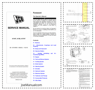 JCB 411HT 413S 417HT Wheeled Loader Service Manual 9813/6350