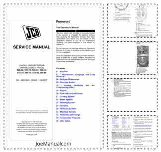JCB 526-56 531-70 535-95 536-60 536-70 541-70 550-80 560-80 Telehandlers Loadall Service Manual 9823/0050