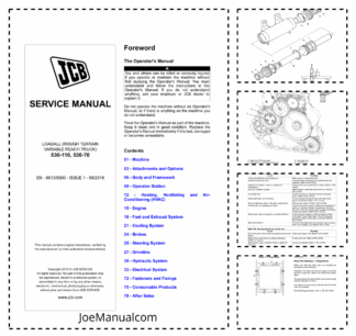 JCB 530-110 530-70 Telehandlers Loadall Service Manual 9813/8300