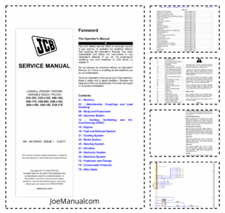 JCB 533-105 535-v125 540 550 Telehandlers Loadall Service Manual 9813/9100