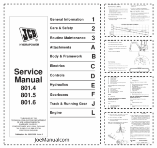 JCB 801.4 801.5 801.6 Mini Excavator Service Repair Manual