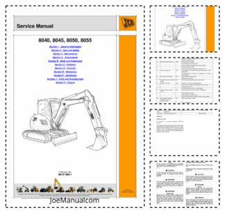 JCB 8040 8045 8050 8055 Mini Excavator Service Manual 9813/1850