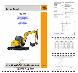 JCB 8085 Excavator Service Manual 9803/9990