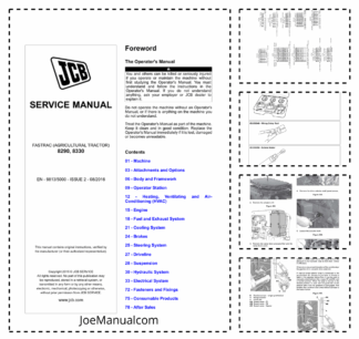 JCB 8290 8330 Fastrack Tractor Service Manual 9813/5000